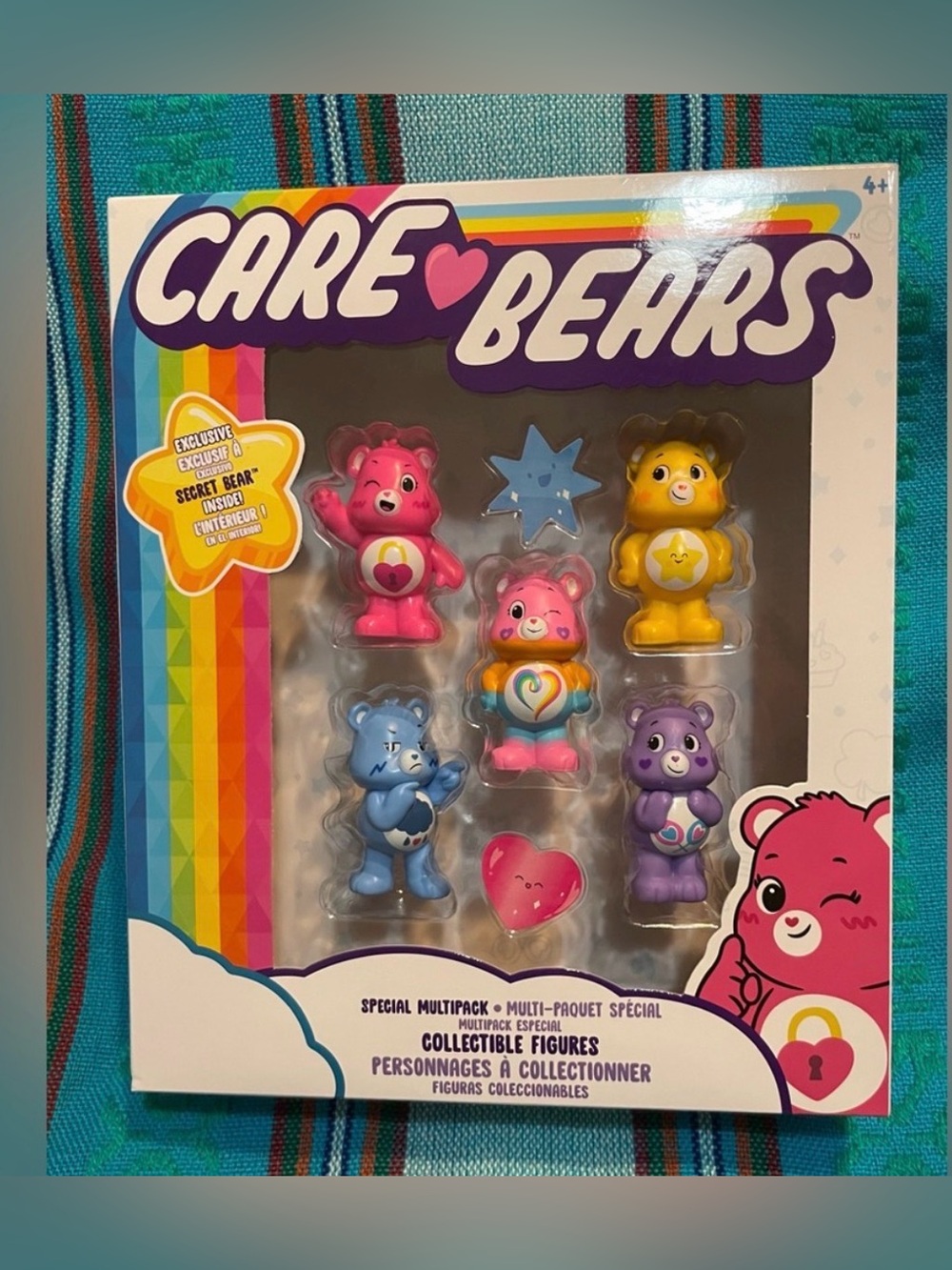 Care Bears Exclusive Collectible Figure Pack - Pink, Yellow, Blue, Purple